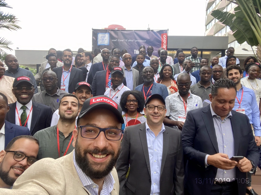 large group of people seen in an outdoor selfie photo