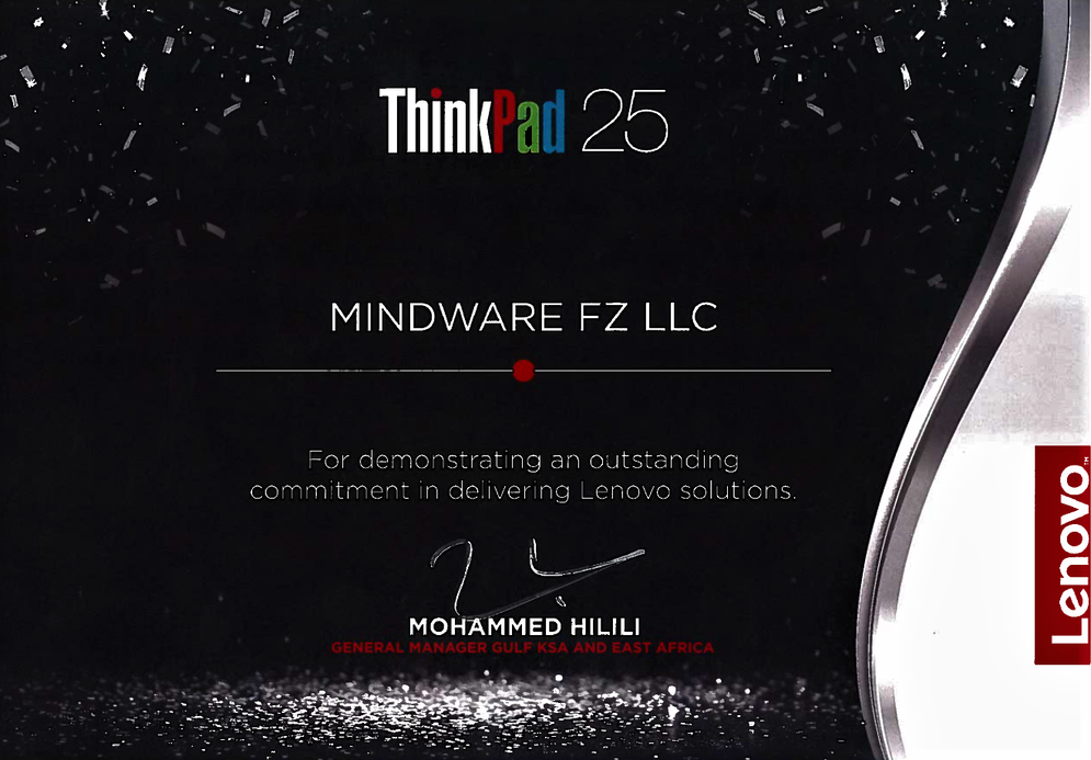 Mindware s’est vu décerner le prix Lenovo Achievements pour avoir démontré un engagement exceptionnel dans la fourniture de solutions Lenovo et pour avoir gagné la position de leader en parts de marché.