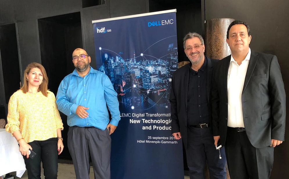 R to L: M. Anis Abdessalem, General Director of HDF Tunisia; M. Johny Rahme, Sales Director HDF; M. Sami Saadoun, Dell EMC Product Manager, HDF Tunisia; Miss Olfa Ben Hammouda, Senior Sales, HDF Tunisia Photo credit: HDF SAS