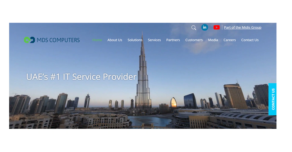 a website homepage with cityscape view