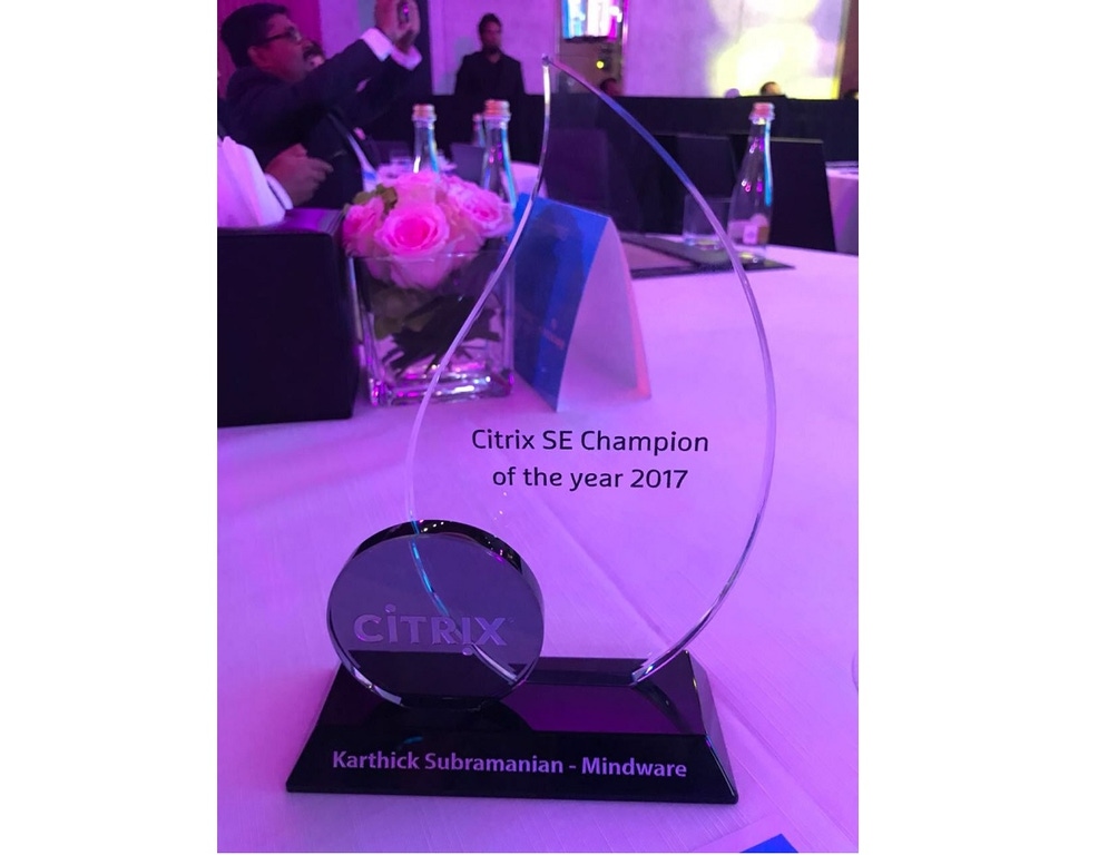 Mindware reçoit le titre de gagnant de l’année 2017 en ce qui concerne le logiciel Citrix SE