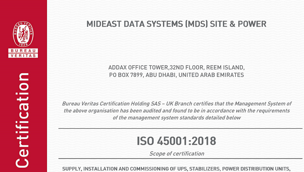 ISO 45001 est la nouvelle norme ISO pour la santé et la sécurité au travail. Crédit photo: MDS Site & Power