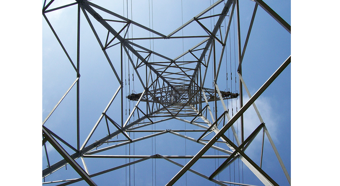 Electricity pylon seen from beneath