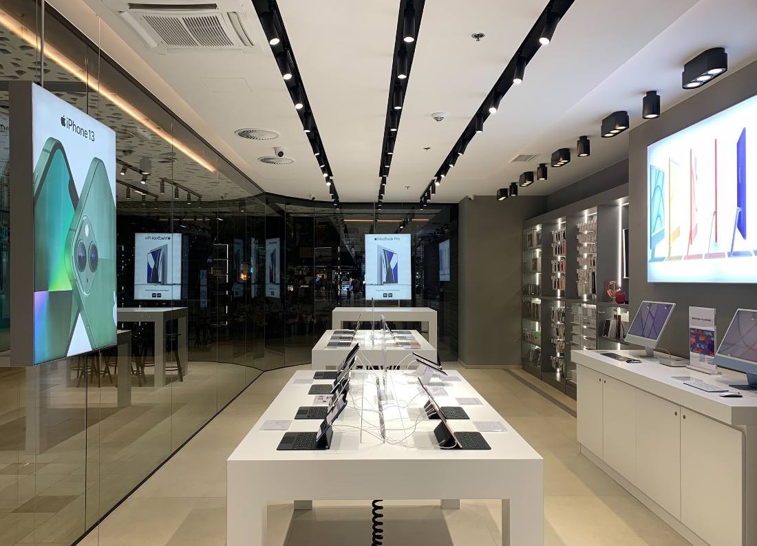 a hi tech store interior
