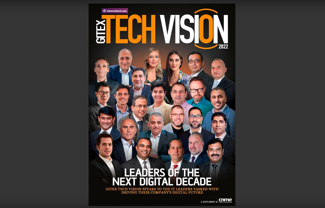 a magazine cover showing lots of faces under a heading - GITEX Tech Vision