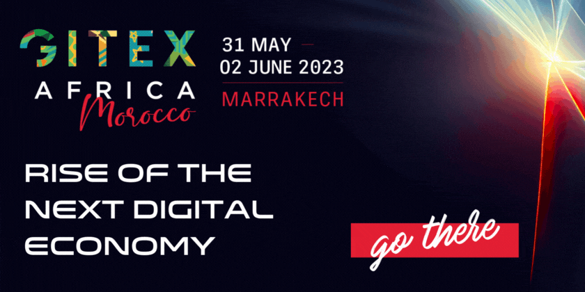 graphic image with the words GITEX Africa - Rise of the next digital economy