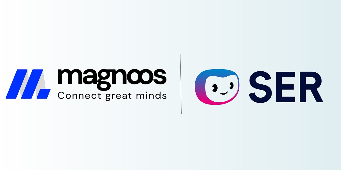 two logos are seen side by side - magnoos and SER are the words spelt out