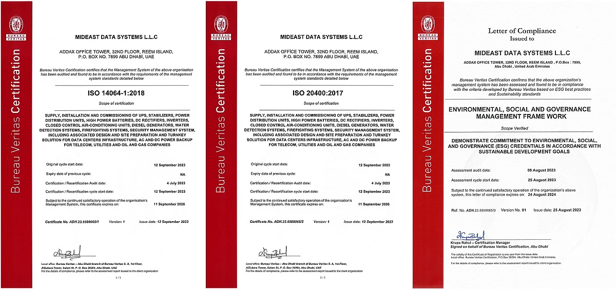 three certificates, seen side by side