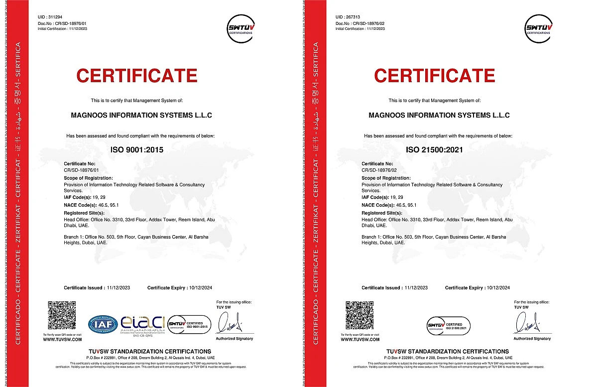 Two certificates seen side by side