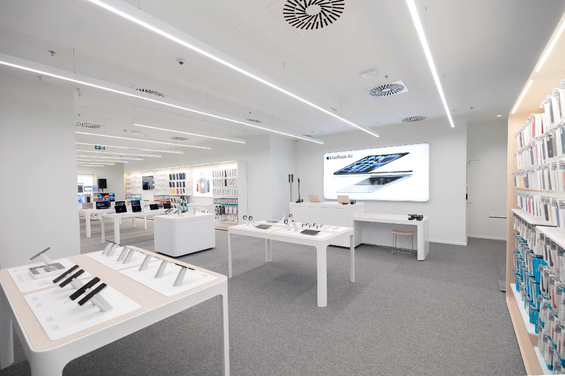 a hi tech store interior