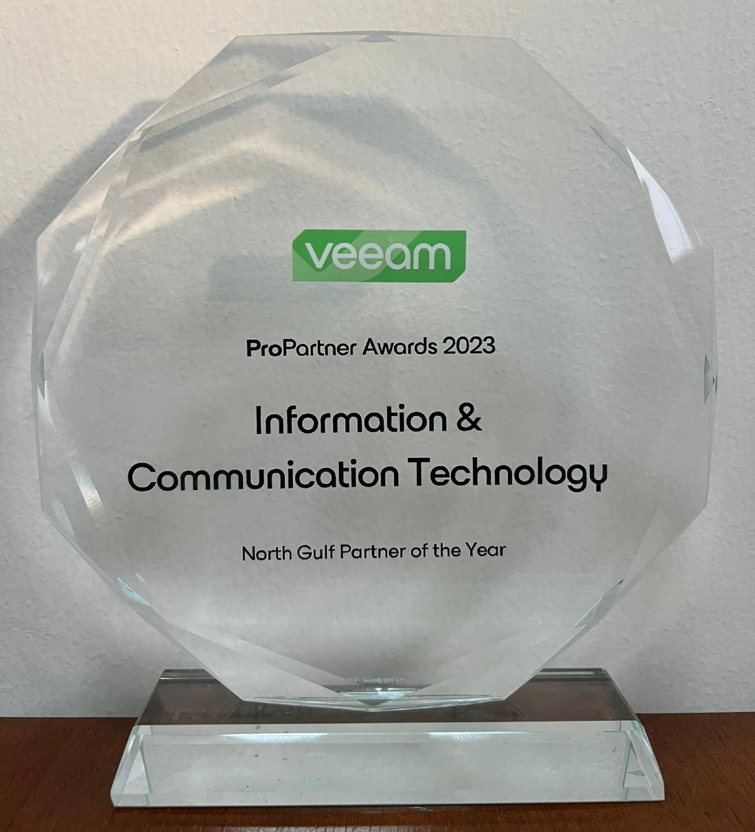 a glass trophy