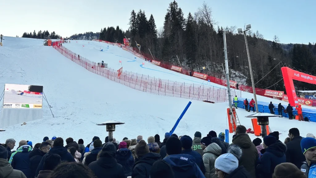 exterior view of an international downhill ski event