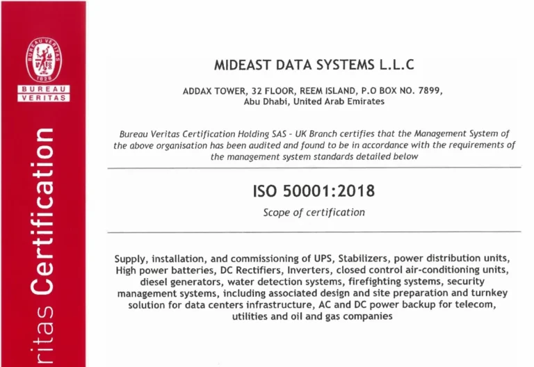 Mideast Data Systems sets new benchmark in energy efficiency with ISO 50001 certification