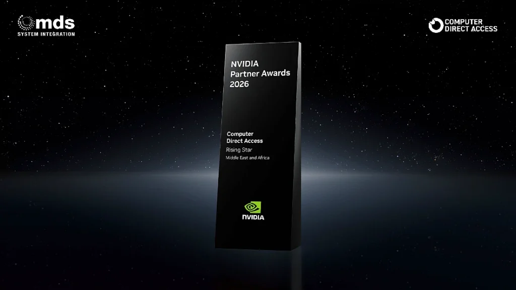 a digital graphic showing a black award trophy with text showing that reads NVIDIA Partner Awards